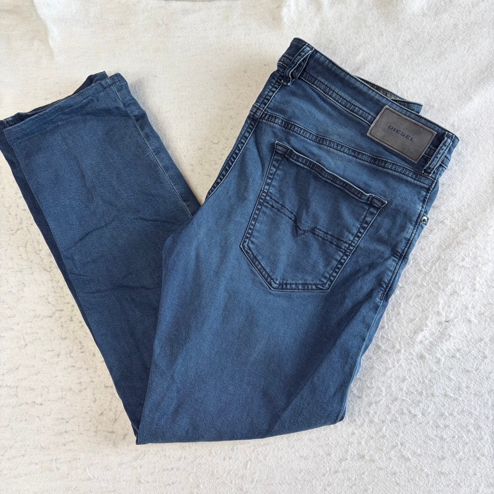 Diesel Buster Regular Slim-Tapered Jeans Mens 34x32 Blue Stretch Made in Italy